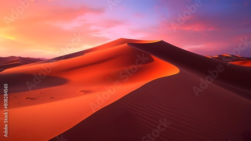 Sunset over the sand dunes in the Namib desert  Namibia