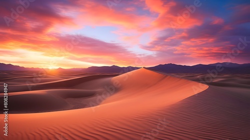 Sunset over the sand dunes in Death Valley National Park, California © A
