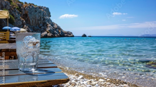 Rhodes Island View Of Glass Of Ouzo At Falaraki Beach