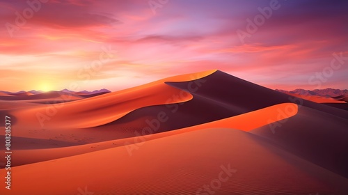 Sunset over dunes in the Namib Desert  Namibia