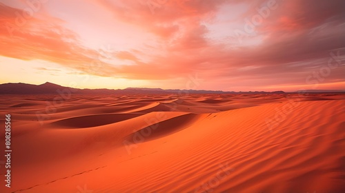 Beautiful panoramic view of sand dunes at sunset.