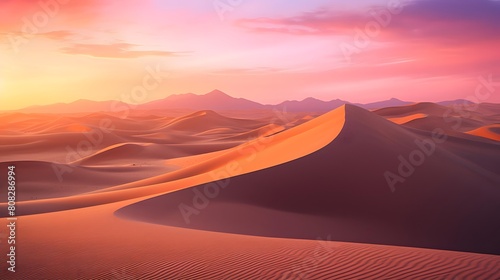 Desert panorama at sunset. 3D Rendering - Illustration