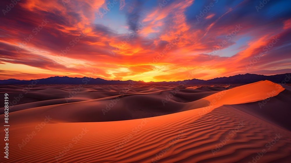 Sunset over dunes in Death Valley National Park, California, USA