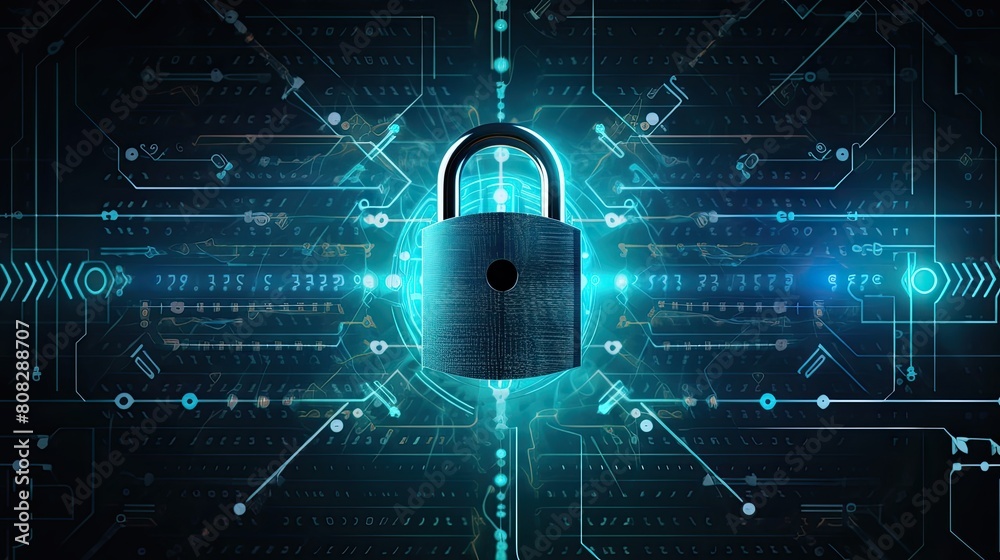 Secure connection symbolized by a padlock icon, ensuring that data transmitted over networks remains encrypted and protected. Secure connection symbolized by a padlock icon, ensuring that data transmitted over networks remains encrypted and protected.