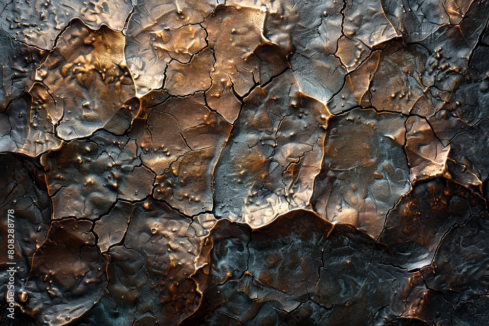 Golden and brown hues highlight the complex patterns of dried, cracked earth in an abstract texture Golden and brown hues highlight the complex patterns of dried, cracked earth in an abstract texture