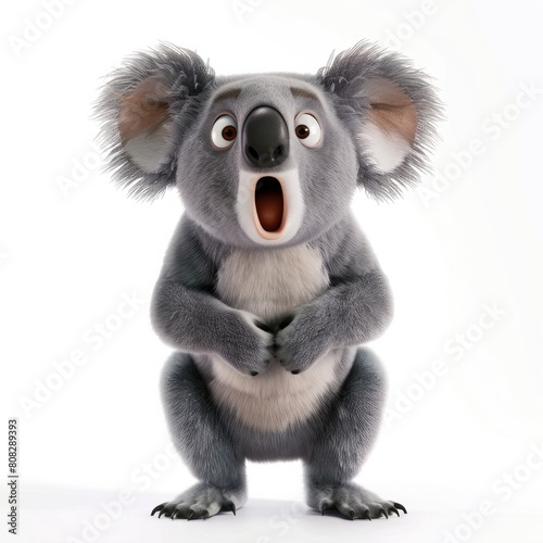 Surprised Koala: 3D Cartoon Design with Thick Lines (4K) © FU