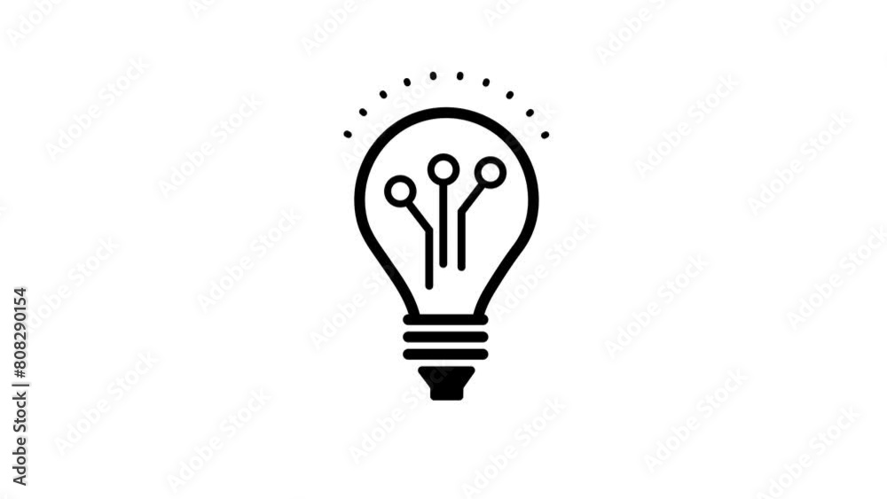 Idea generation white line animation. Light bulb with rotating gears inside animated icon. Idea generation white line animation. Light bulb with rotating gears inside animated icon.