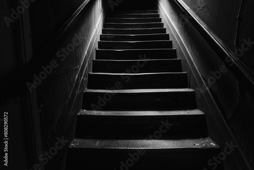 Dark Staircase Leading into the Unknown-Perfect for Mystery and Suspense Themes