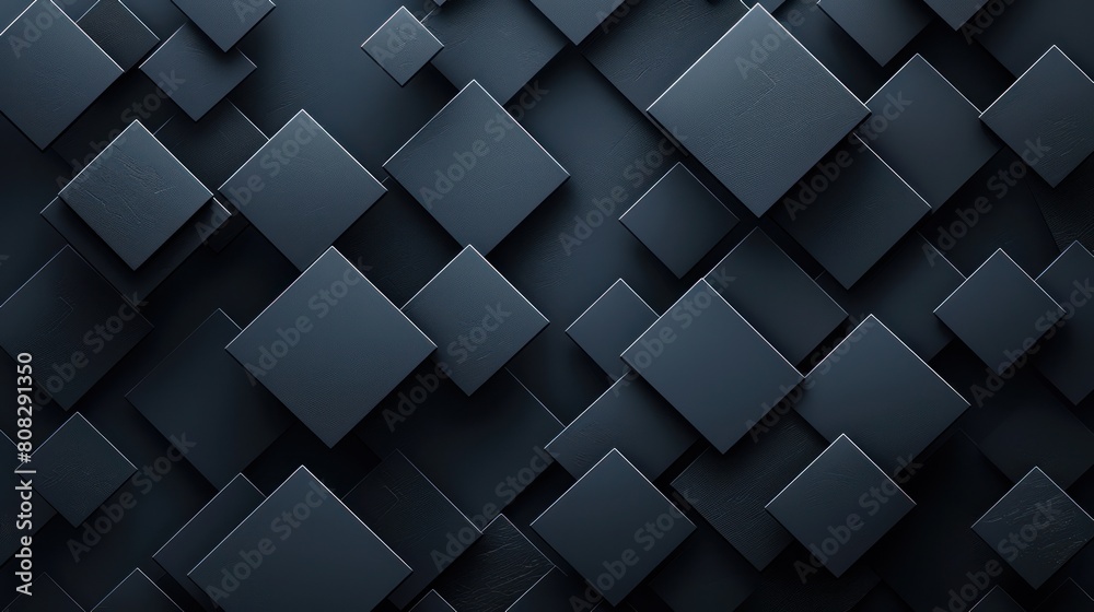 3D background minimalism. A wall with 3D tile. 3D wallpaper with black tile. Futuristic concrete background, with copy spase