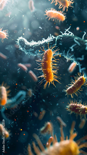 A group of bacteria floating in the water.