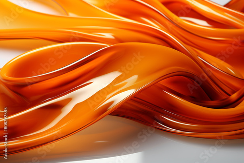 Abstract Illustration: Reflective Liquid Metal Canvas in Tangerine Orange Shades 