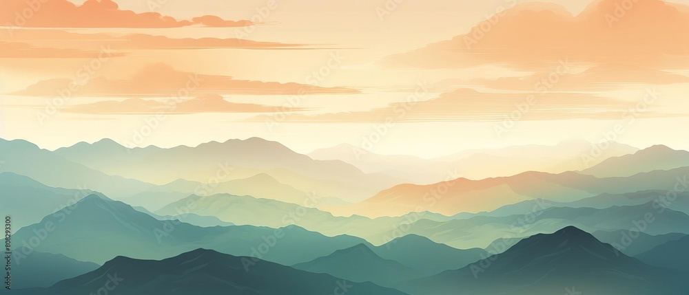 beautiful landscape painting of a mountain range at sunrise