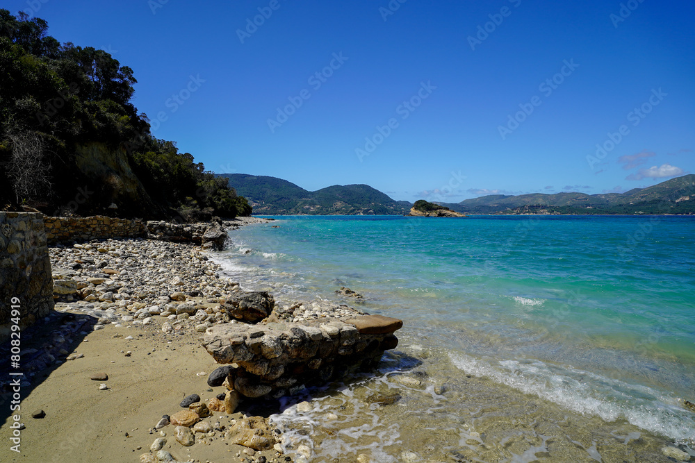 Marathonisi island , popular touristic destination and turtle nesting spot in the south of Zakynthos Marathonisi island , popular touristic destination and turtle nesting spot in the south of Zakynthos