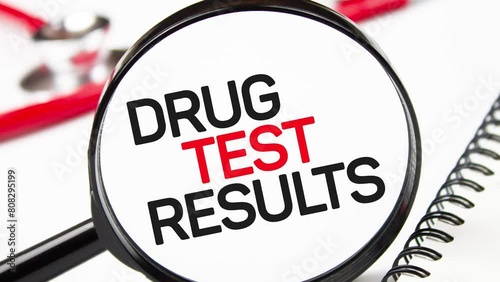 DRUG TEST RESULTS text,caption,medical concept,animation. photo