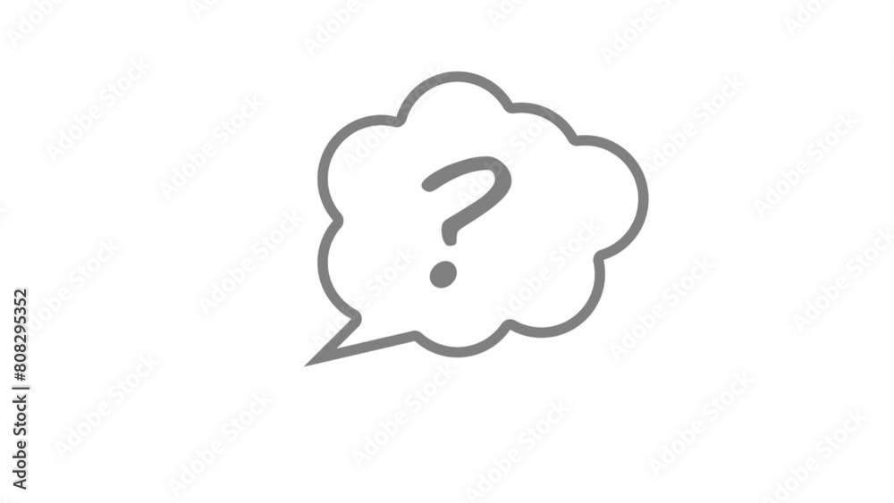 Animation of thought cloud and question marks, drawn in black and white. Animation of thought cloud and question marks, drawn in black and white.