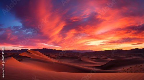 Panoramic view of sand dunes in the Sahara desert  Morocco