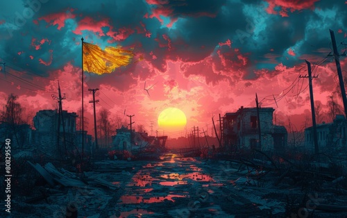 Illustration about the end of the war between Russia and Ukraine, truce and peace agreement