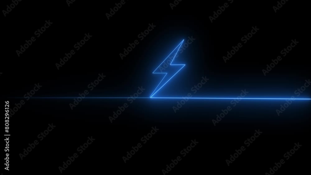 Neon Battery charging power symbol, lightning bolt sign in the circle. Neon Battery charging power symbol, lightning bolt sign in the circle.