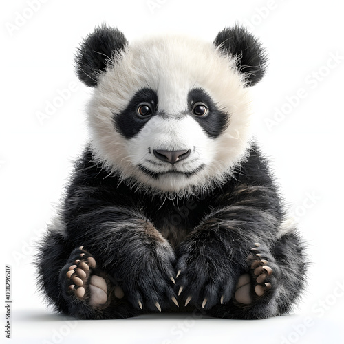 Charming panda character isolated on white background  studio photography  png 