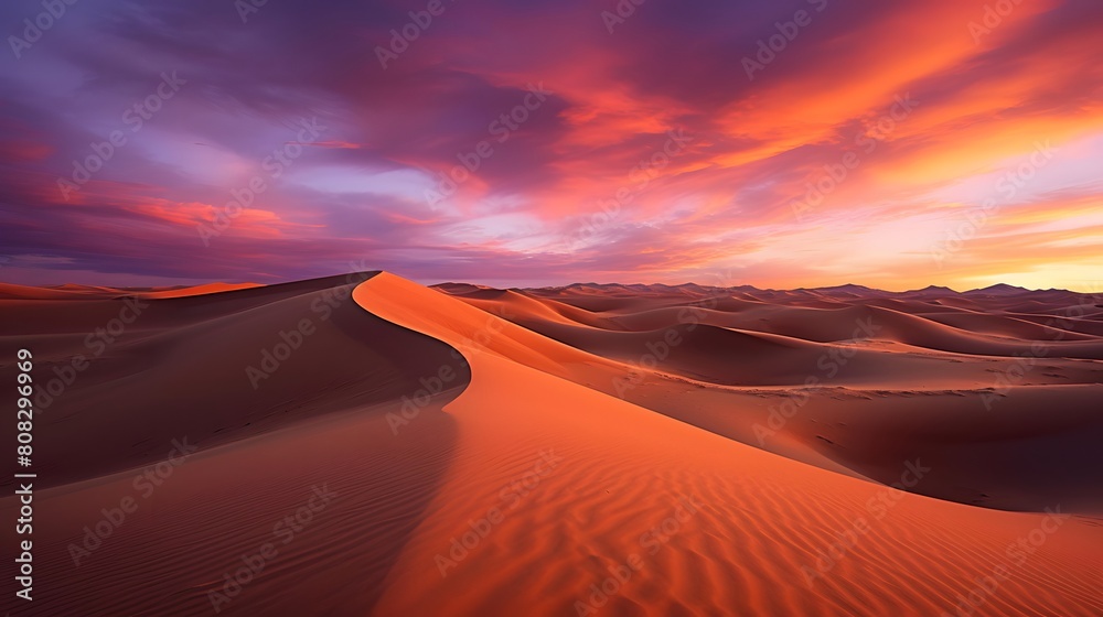 Sunset over the dunes in the Namib desert, Namibia