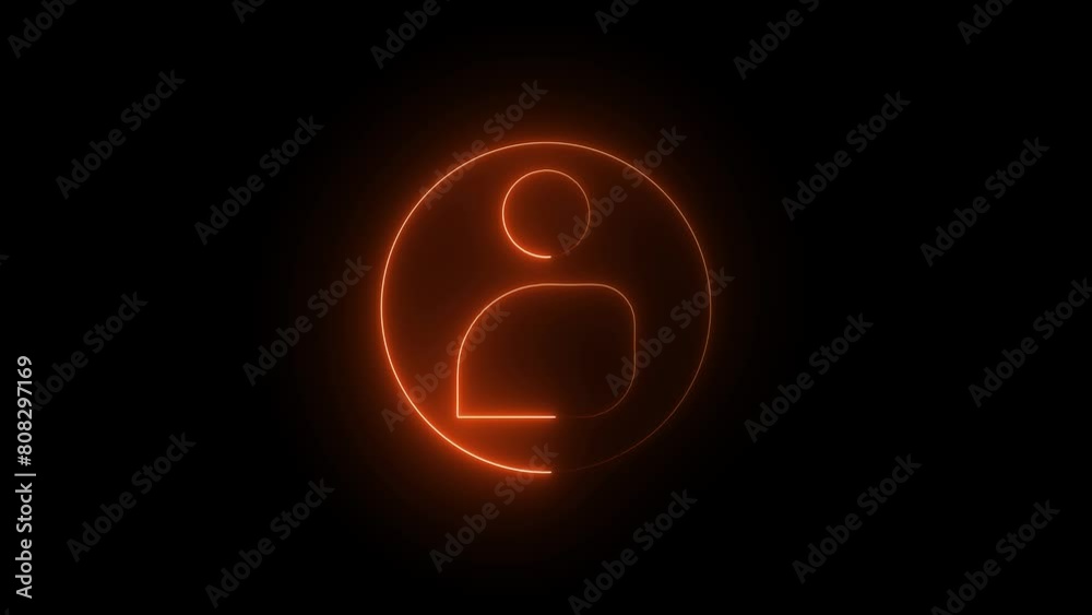Neon User line icon inside circle, user information. Social Network User Id Icon black Background. Neon User line icon inside circle, user information. Social Network User Id Icon black Background.