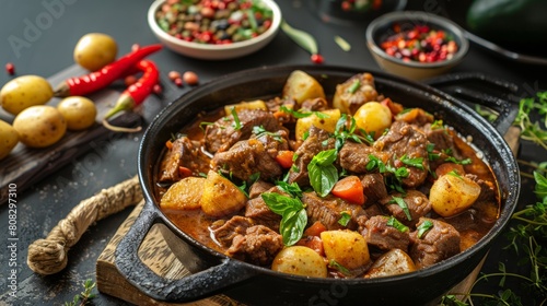 A Bruneian dish. Daging masak lada hitam     beef stew with potatoes and beans.
