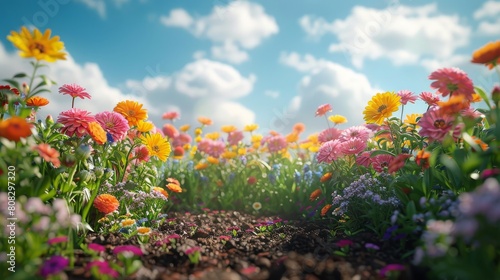 Group of Yellow Flowers Growing Out of Ground