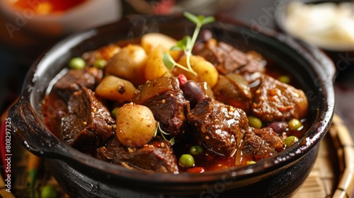 A Bruneian dish. Daging masak lada hitam — beef stew with potatoes and beans.