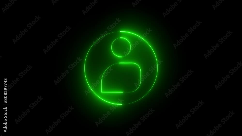 Neon User line icon inside circle, user information. Social Network User Id Icon black Background. Neon User line icon inside circle, user information. Social Network User Id Icon black Background.