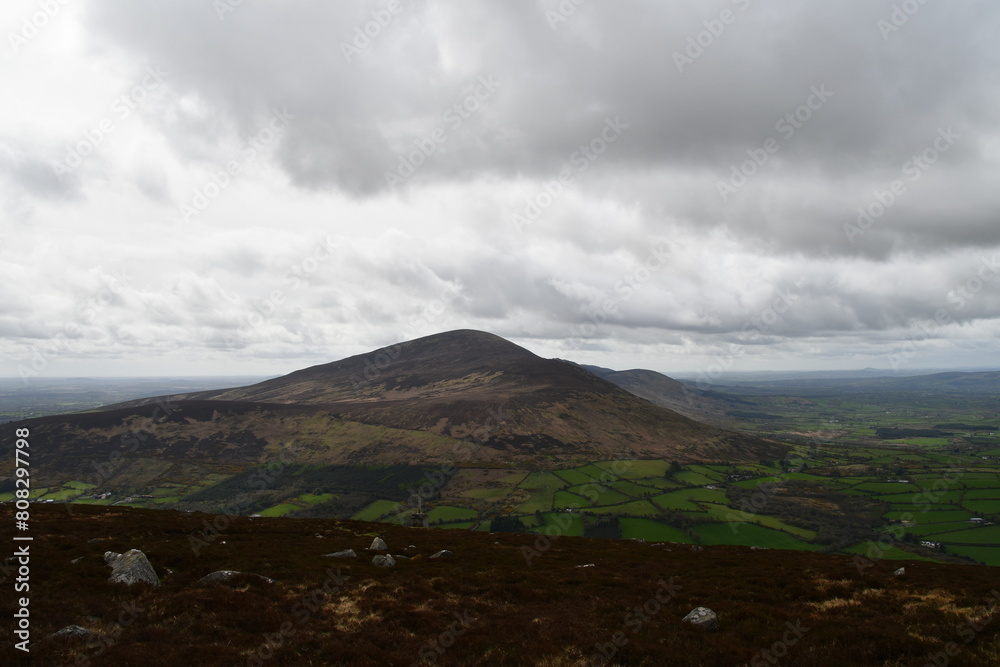 Fototapeta premium View to Blackstairs mountains range, Knockroe Mountain, Knockroe, Co. Carlow, Ireland