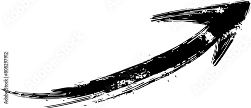 Striking black arrow with a grunge texture, ideal for conveying direction or pointing out elements in both digital and print media