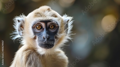 Isolated Monkey Close Up Warm Background photo
