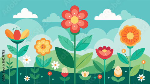 A garden with blooming flowers each one representing a positive thought or selfcare practice demonstrating how small acts can lead to a brighter.