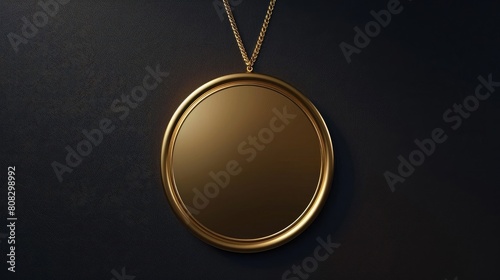 a blank gold medal isolated on black background realistic