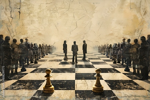 Strategiczne posunięcia - ludzie jako figury na szachownicy