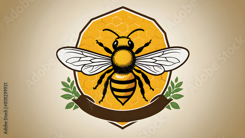 farm bee. honey bee logo in frame on clean background