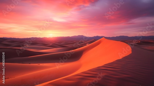 Panoramic view of sand dunes at sunset in Death Valley National Park  California