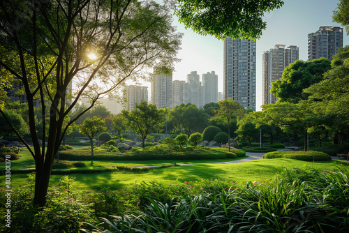 city park with lush greenery offering an escape from urban life © Damian