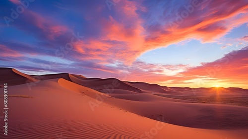 Sunset over the sand dunes in Death Valley National Park, California © A