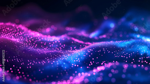 3d rendering of glowing particles in cyberspace with depth of field and bokeh effect. Futuristic illuminated background of glowing particles with depth of field and bokeh effect. © Nut Cdev