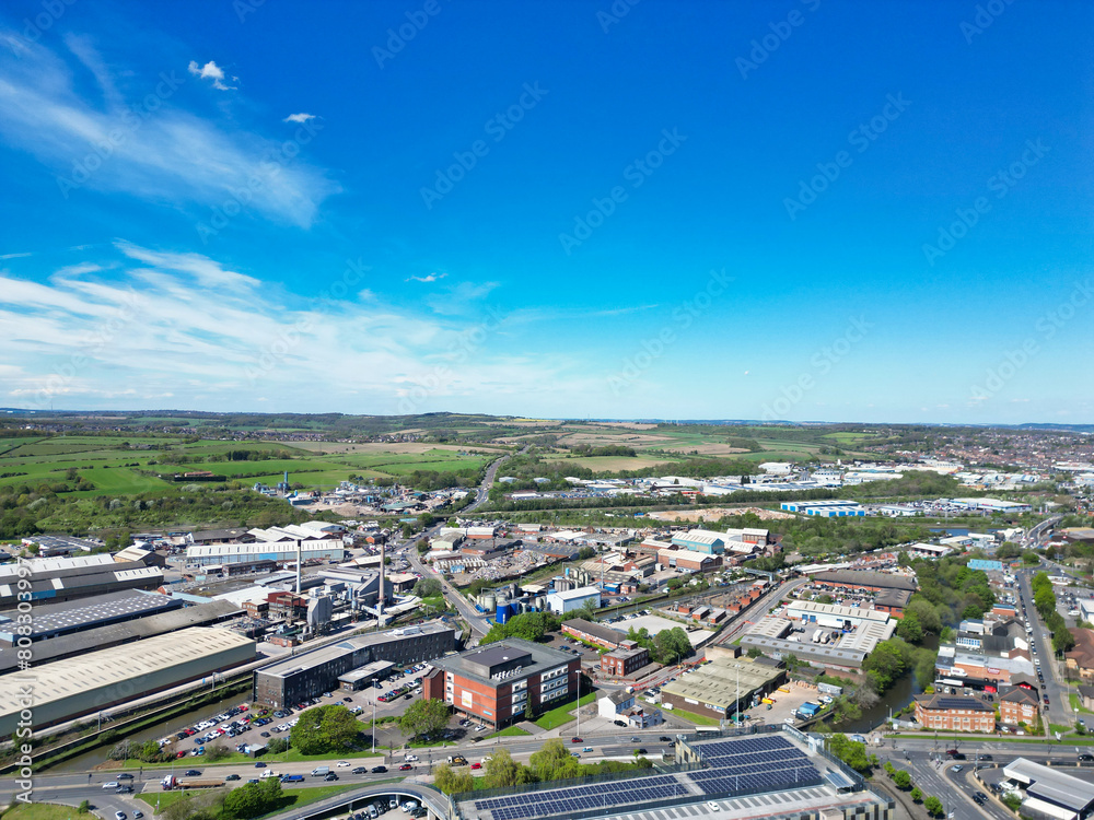 Fototapeta premium High Angle View of Central Rotherham City of England United Kingdom. April 4th, 2024
