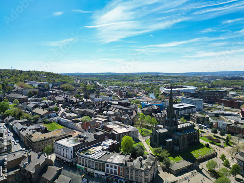 High Angle View of Central Rotherham City of England United Kingdom. April 4th, 2024
