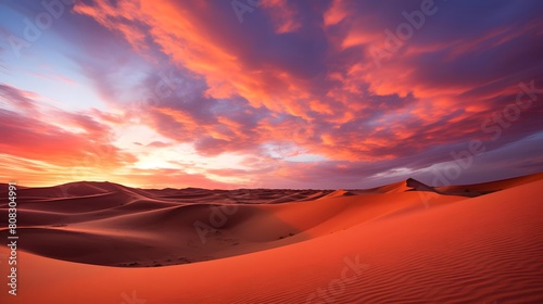 Panoramic view of the sand dunes in the Sahara desert © A