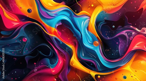 A colorful abstract design with a mix of bold realistic