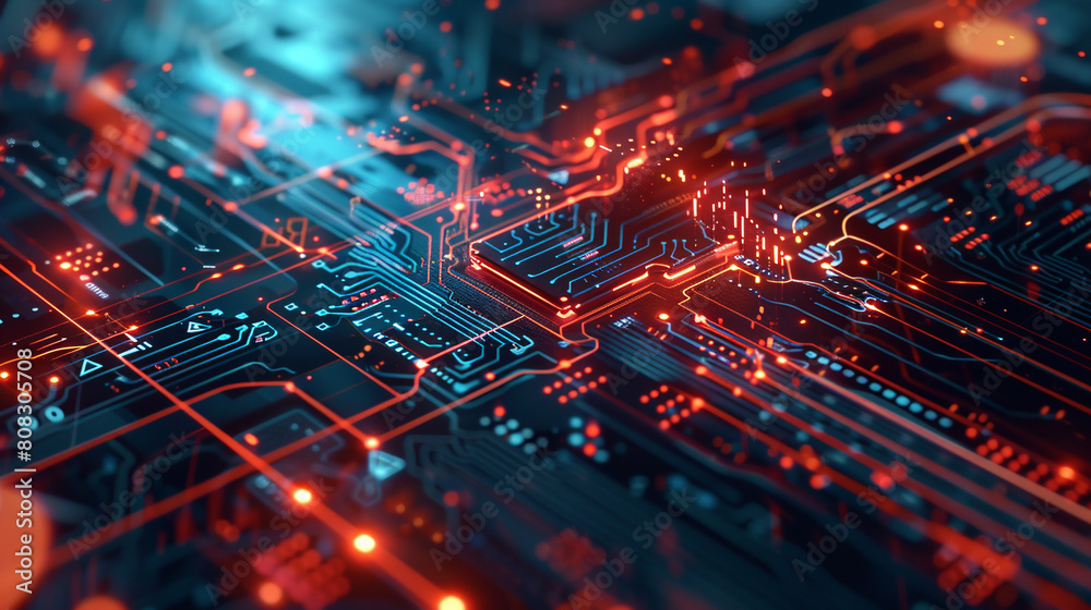 Obraz premium Circuit board. Electronic computer hardware technology. AI.