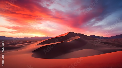 Sunset over sand dunes in Death Valley National Park, California, USA © A