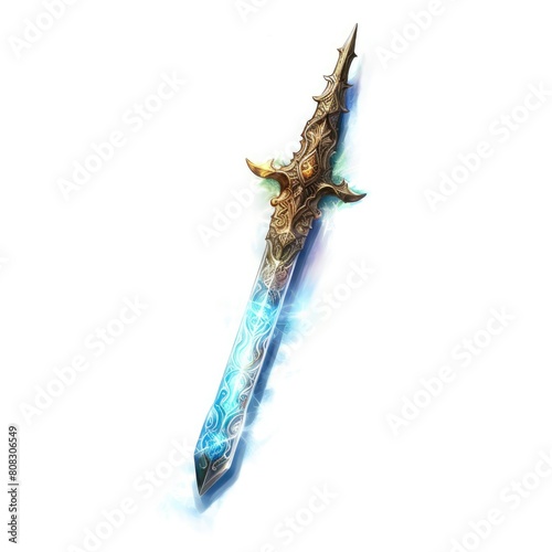 Edged weapon dagger in scabbard isolated over a white background. Illustration fantasy sword perfect for game RPG and other