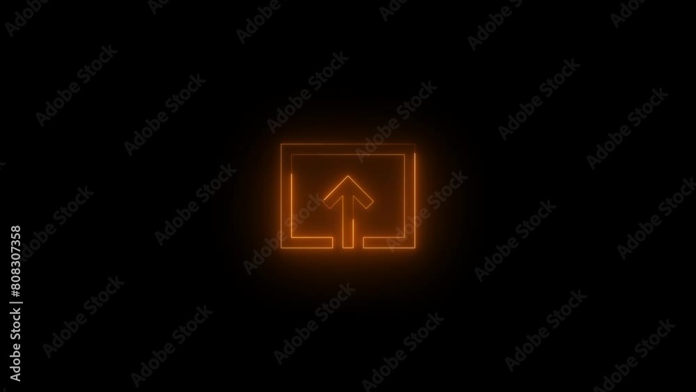 Neon glowing brown color new window square arrow icon on black background animation Neon glowing brown color new window square arrow icon on black background animation