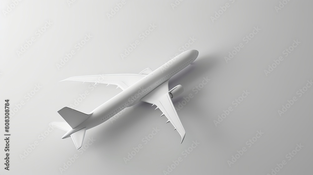 Abstract 3D vector illustration of a white airliner taking off against a white background. Abstract 3D vector illustration of a white airliner taking off against a white background.