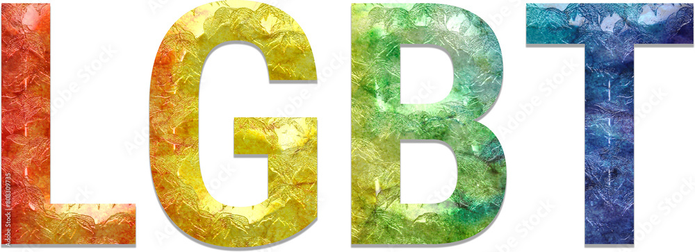 Obraz premium LGBT rainbow lettering PNG. 3d lettering LGBT.